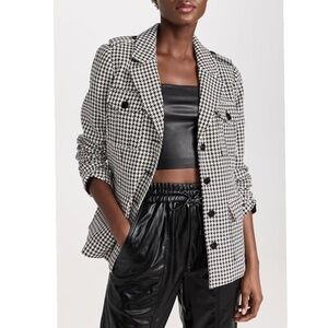 $399 Paige Skyler Houndstooth Jacket in Black / White Sz S